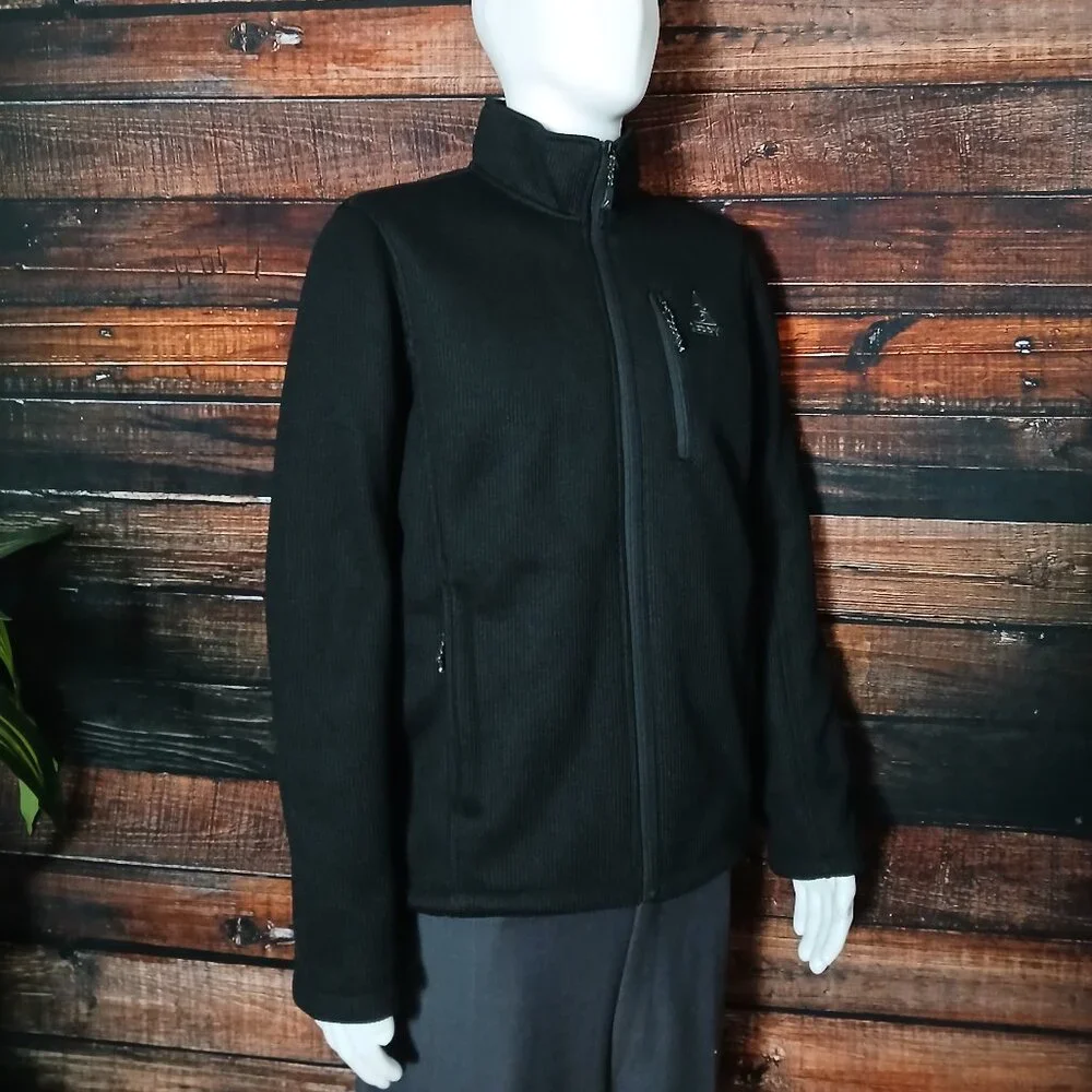 Gerry Jacket Mens M Black Fleece Lined Thick Knit Full Zip Zipped Pockets - Picture 2 of 11